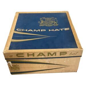Vintage Champ Hats Box Mens Size 7 Newton Black Hatbox Display‎ Storage Box Only